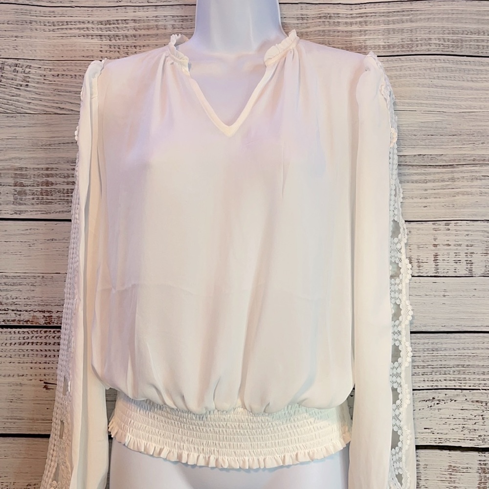 Elie Tahari Long Sleeve White Blouse Size Small